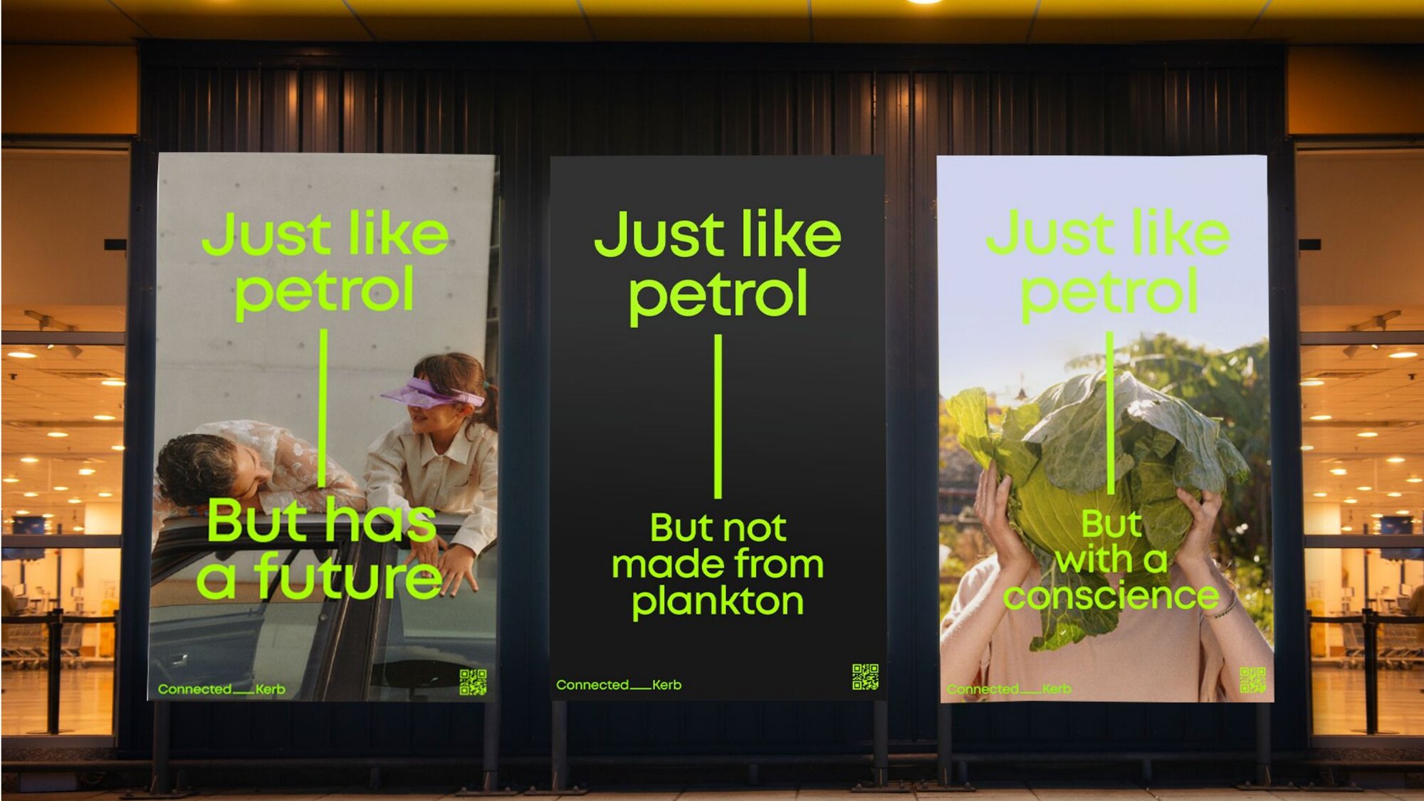 Just Like Petrol posters in an airport